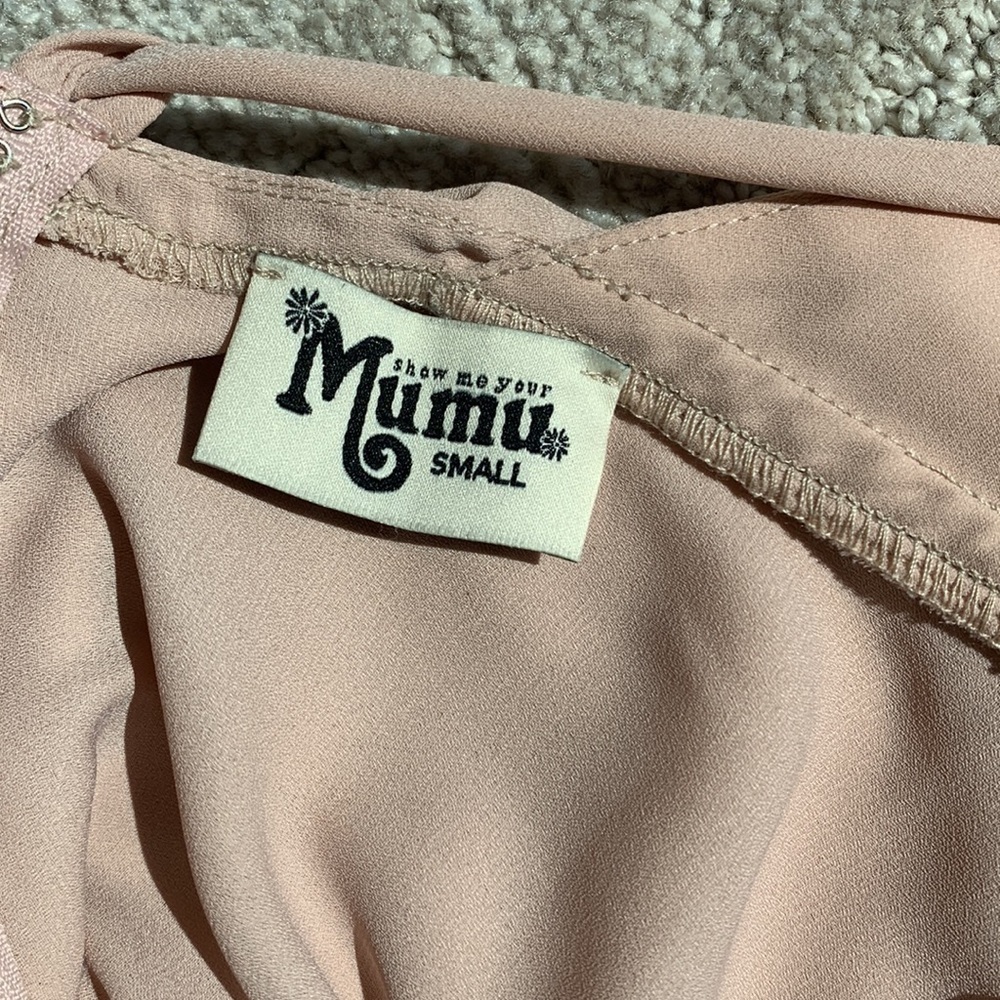 SHOW Me Your Mumu Blush Pink Calypso Ruffle Strappy Bridesmaid Dress Gown Small - Picture 7 of 12